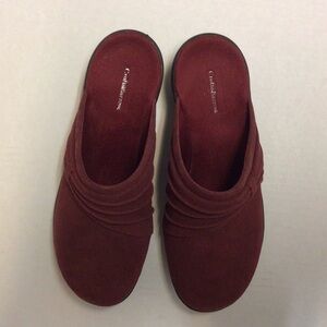 Croft & Barrow Burgundy Slip-On Mules with Gathered Vamp